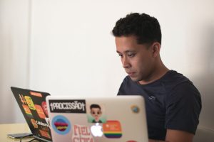 Man working on laptop