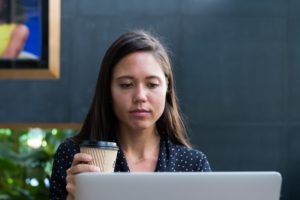 Woman working on laptop