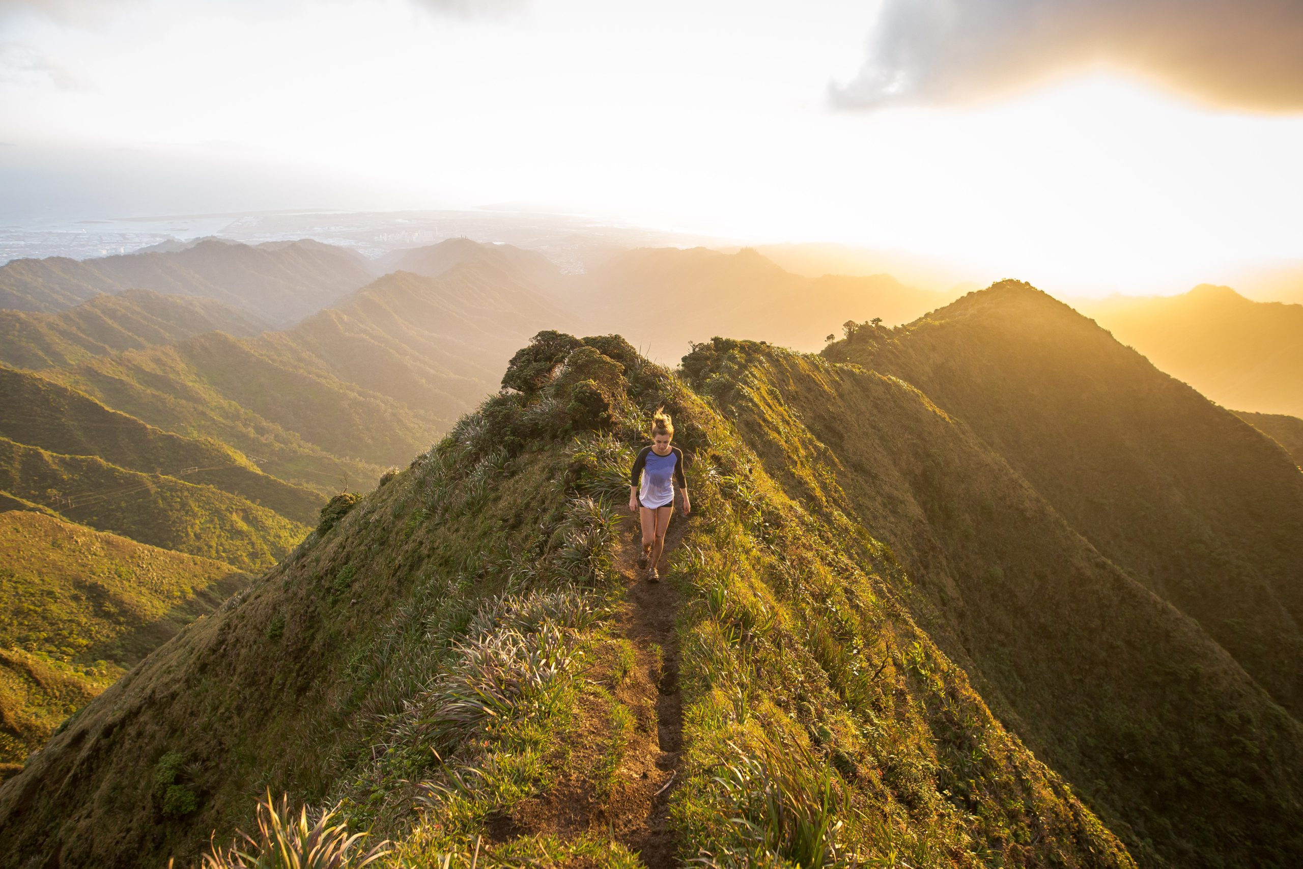 person hiking in nature