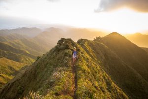 person hiking in nature