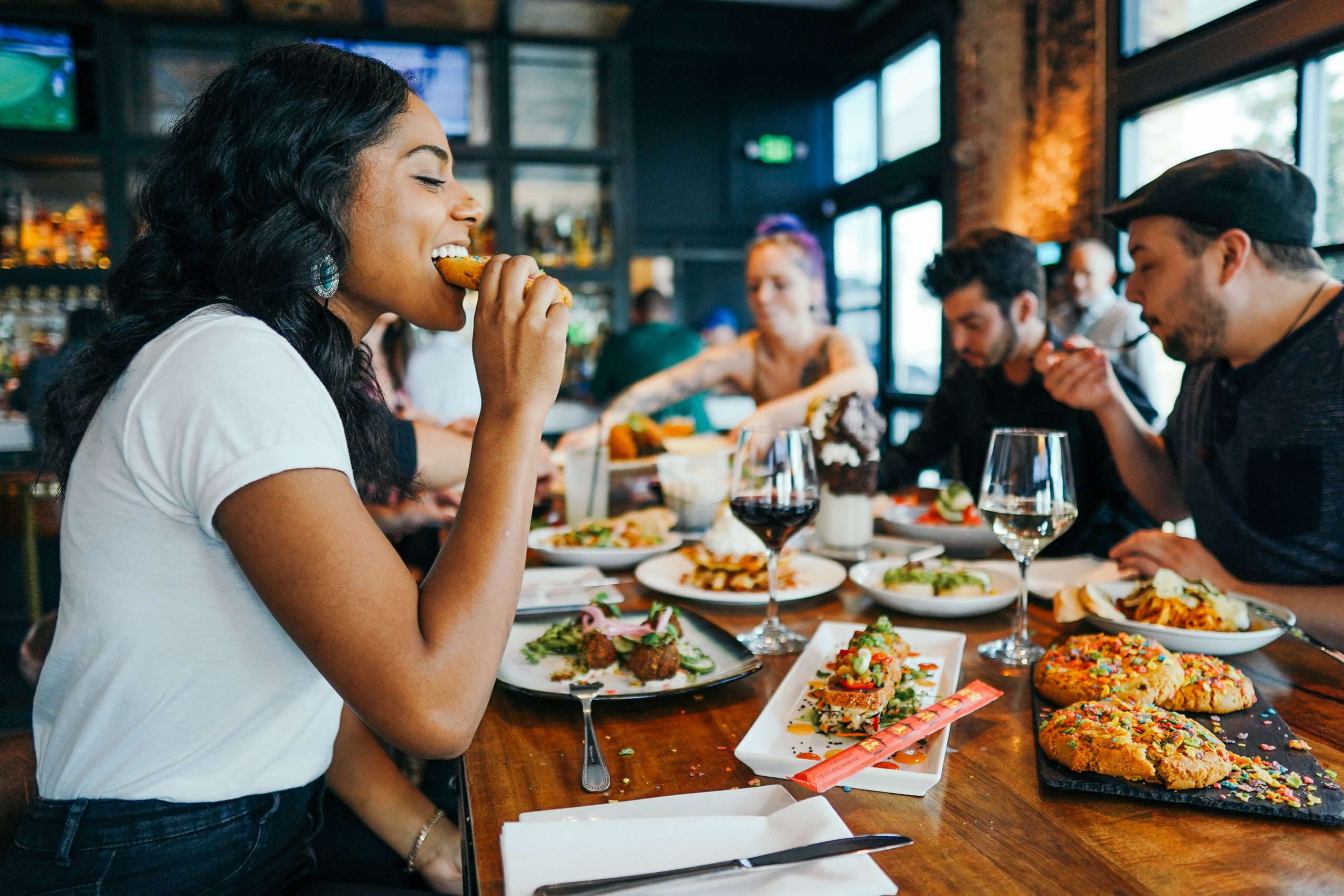 woman enjoying food