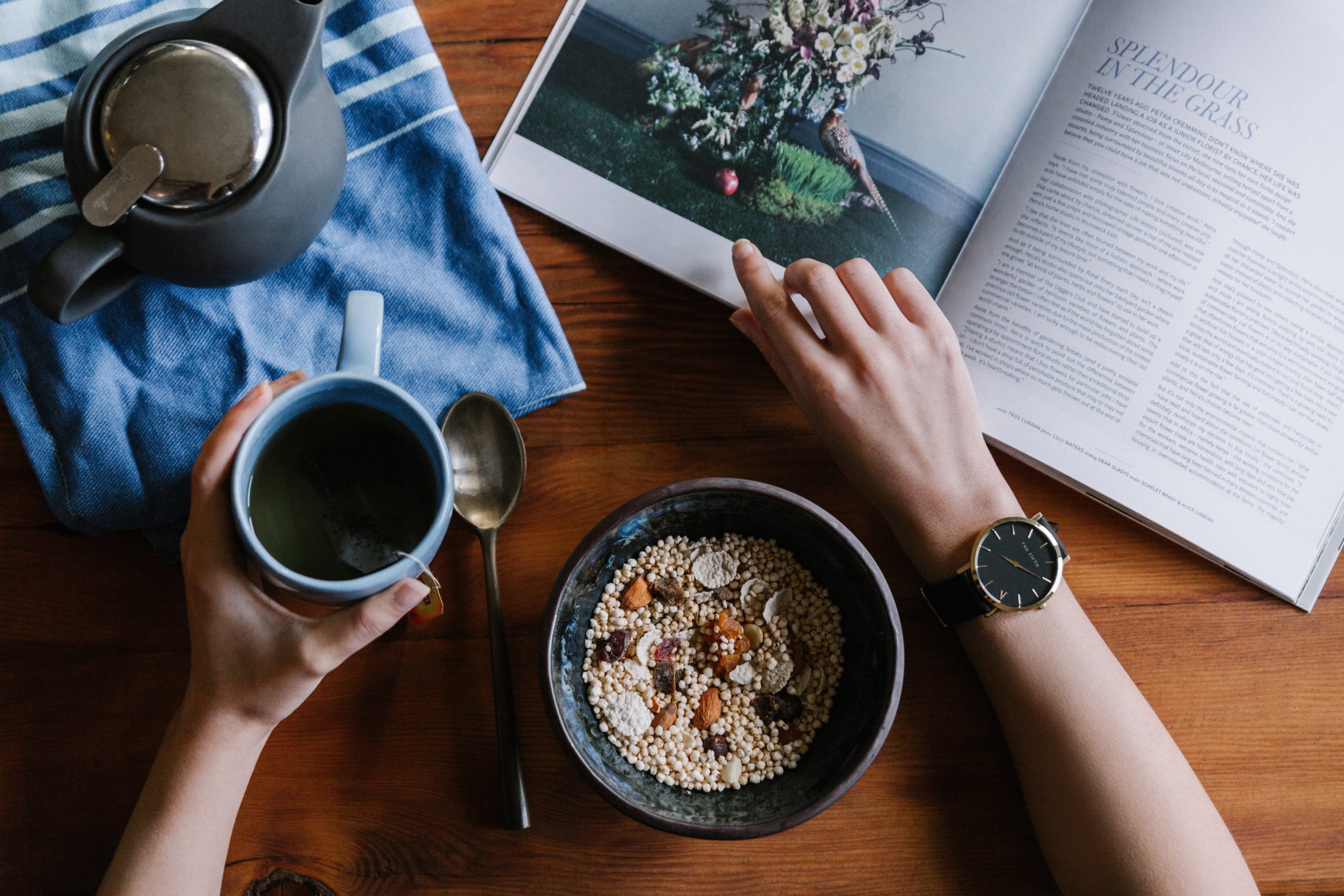 person eating breakfast