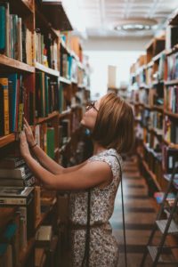 person in library