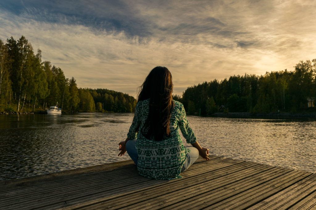 A girl meditating